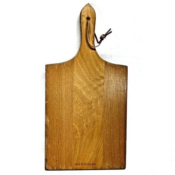 Vintage Wood Cutting Board Vegetables with Hanging Strap Made in Yugoslavia - Picture 3 of 4